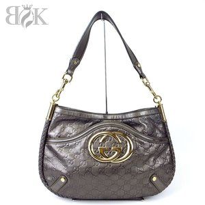 Gucci sima shoulder silver bag leather